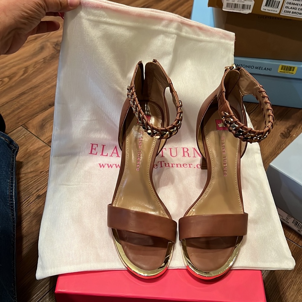 NIB Elaine Turner sandals chain detail size 7.5 - Picture 9 of 10